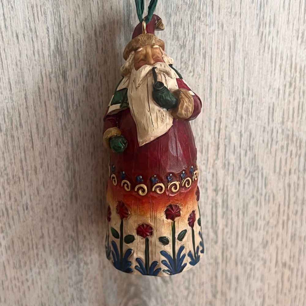 Jim Shore Heartwood Creek Santa with Pipe Ornament 2002 Enesco Folk Art 4.25"